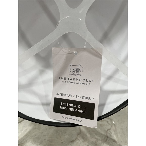 Set 4 MATTE WHITE BLACK RIM Melamine 7.25x3” Salad Bowls Farmhouse Ashwell NEW - Picture 2 of 5